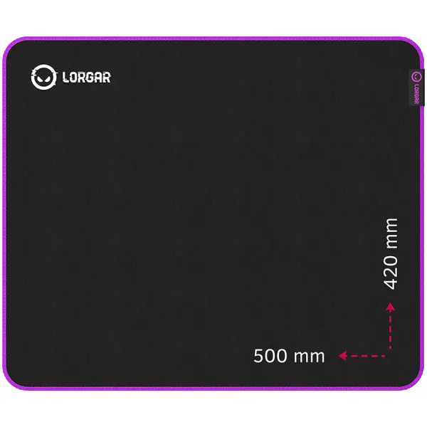 Lorgar Main 315, Gaming mouse pad, High-speed surface, Purple anti-slip rubber base, size: 500mm x 420mm x 3mm, weight 0.39kg ( LRG-GMP315 