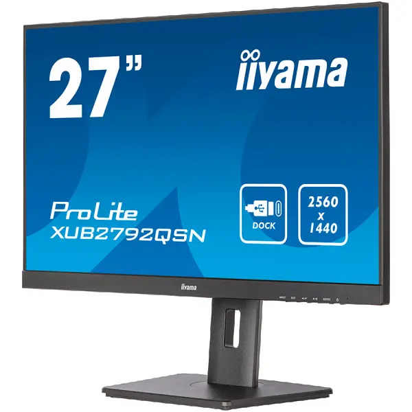 IIYAMA Monitor LED XUB2792QSN-B5 27 WQHD IPS USB-C Dock with RJ45 350 cdm˛ 1000:1 4ms HDMI DP USB 3.0 DP Out Daisy Chain Full Ergo PRO ( XU