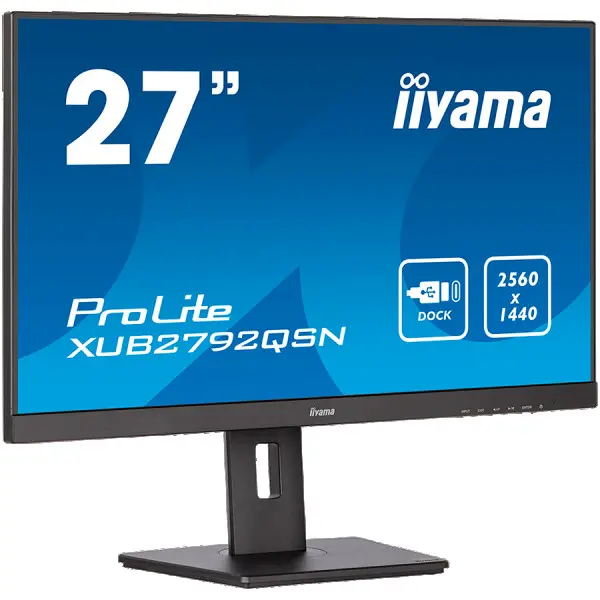IIYAMA Monitor LED XUB2792QSN-B5 27 WQHD IPS USB-C Dock with RJ45 350 cdm˛ 1000:1 4ms HDMI DP USB 3.0 DP Out Daisy Chain Full Ergo PRO ( XU