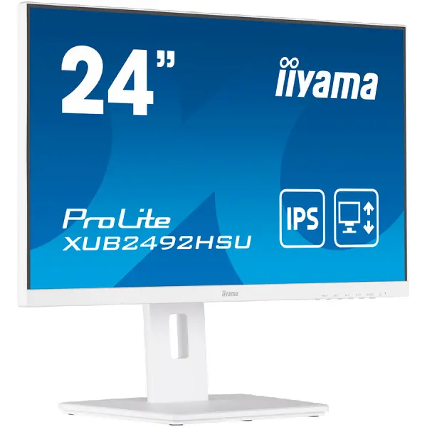 IIYAMA Monitor 24'' WHITE, ETE IPS-panel, 1920x1080, 13cm Height Adj. Stand, Pivot, 250cdm˛, Speakers, VGA, HDMI, DisplayPort, 4ms, USB-HUB 