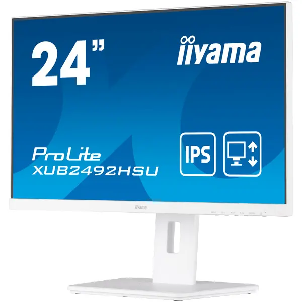 IIYAMA Monitor 24'' WHITE, ETE IPS-panel, 1920x1080, 13cm Height Adj. Stand, Pivot, 250cdm˛, Speakers, VGA, HDMI, DisplayPort, 4ms, USB-HUB 