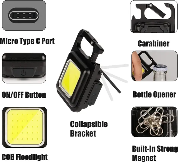 LED lampa, privezak crna