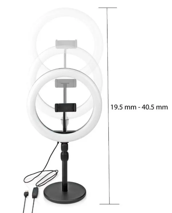 RLSTND200BK Selfie drzac/tripod Ring Light Stand prsten za mobilni telefon led 26cm, 19.5-40.5cm