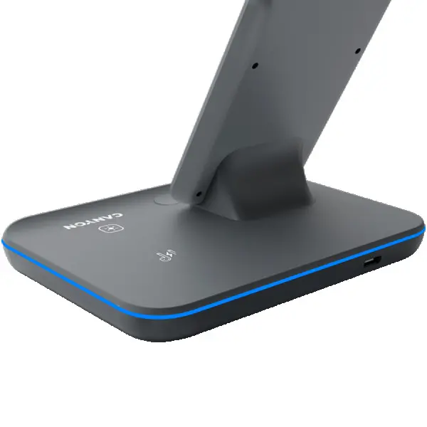 CANYON WS-303, 3in1 Wireless charger, with touch button for Running water light, Input 9V2A, 12V2A, Output 15W10W7.5W5W, Type c to USB-A ca