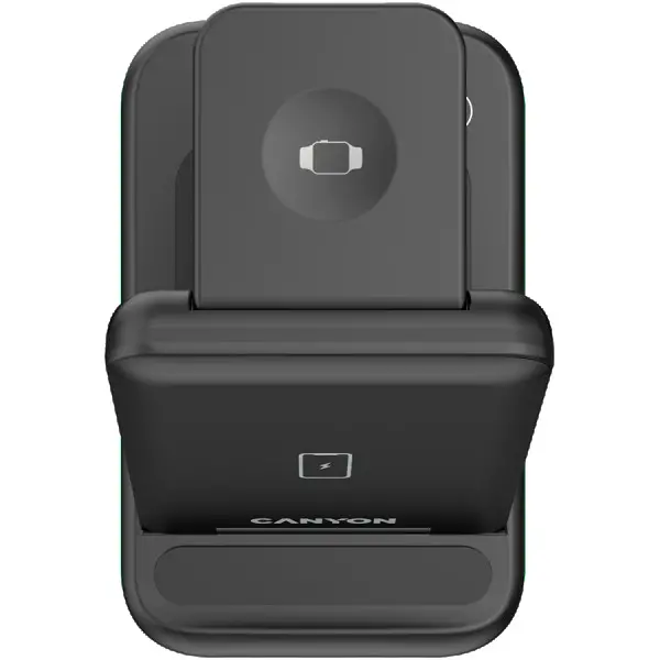 CANYON WS-304, Foldable  3in1 Wireless charger, with touch button for Running water light, Input 9V2A,  12V1.5AOutput 15W10W7.5W5W, Type c 