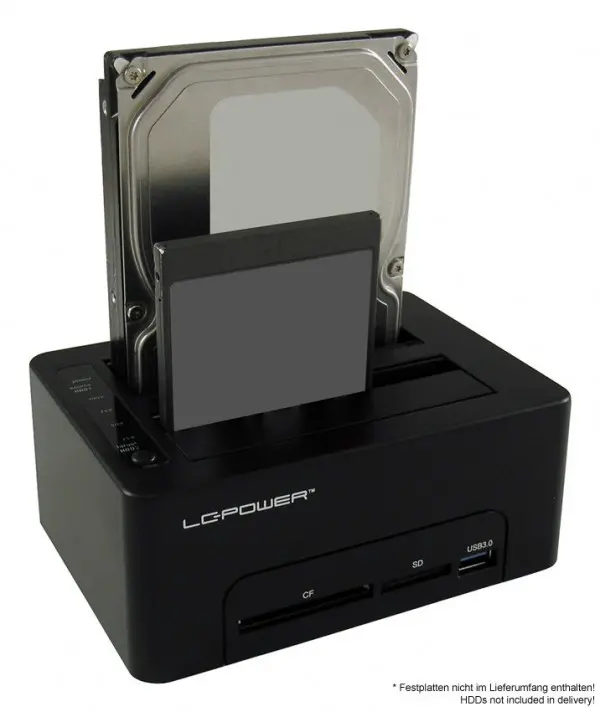 HDD D. Station dual bay LC-DOCK-U3-CR 2xSSDHDD, Black, Cardreader,1xUSB3.0 HUB