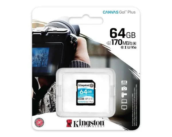 KINGSTON U3 V30 SDXC 64GB Canvas Go Plus 170R C10 UHS-I SDG364GB