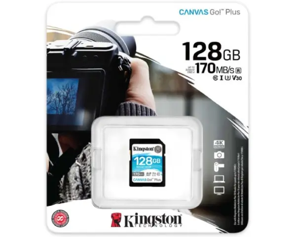KINGSTON U3 V30 SDXC 128GB Canvas Go Plus 170R C10 UHS-I SDG3128GB