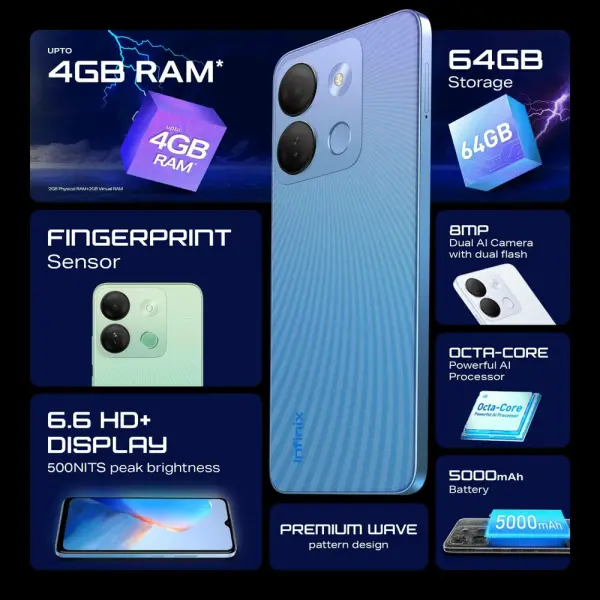 Mobilni telefon Infinix Smart 7 HD 6.6\'' 2GB/64GB crni