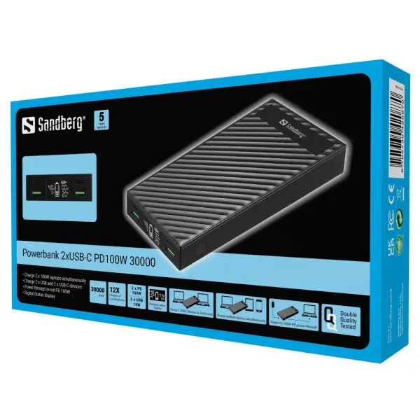 Powerbank Sandberg 2xUSB-C 420-87 30000mAh PD100W