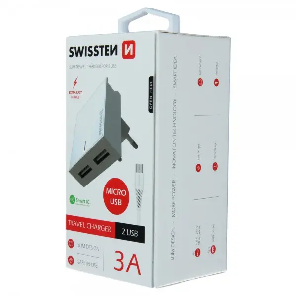 SWISSTEN Kucni Punjac 3A 2xUsb Micro (Bela)