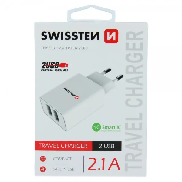 SWISSTEN Kuciste Punjaca 2.1A 2xUsb (Bela)