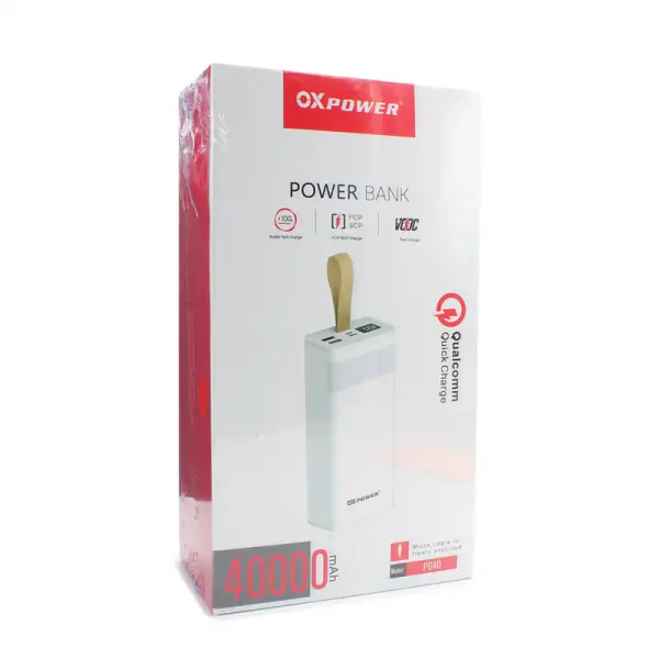 Back up baterija Oxpower PD40 PDQC 22.5W 40000 mAh bela