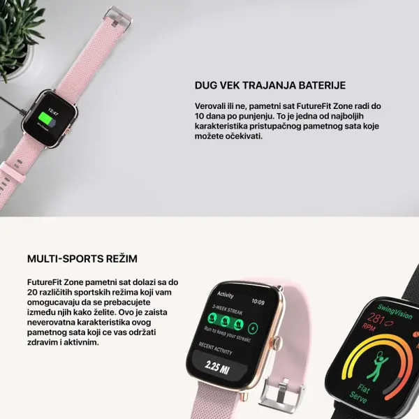 HiFuture Smart Watch Fit Zone crni