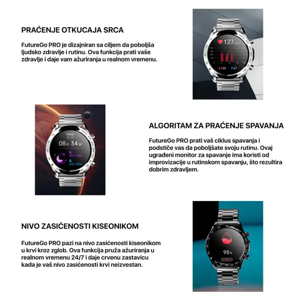 HiFuture Smart Watch Go Pro srebrni