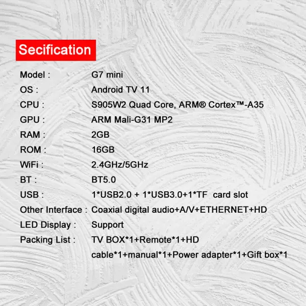 Android Smart TV box G7 mini 2/16GB