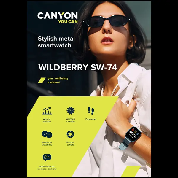 Smart watch CANYON Wildberry SW-74, 1.3\'' TFT, IP67, iOS, Android compatibile crni