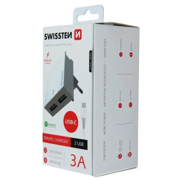 SWISSTEN Kucni Punjac 3A 2xUsb Type-C (Bela)
