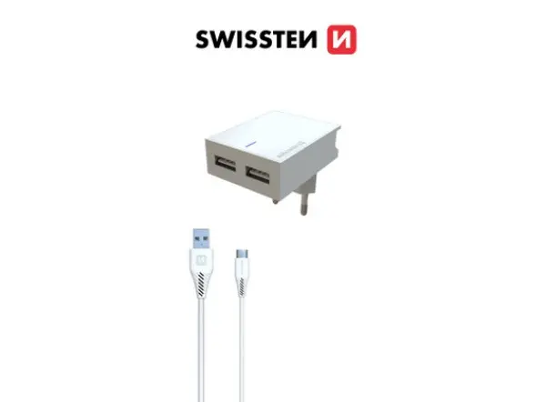 SWISSTEN Kuciste Punjaca 3A 2xUsb (Bela)