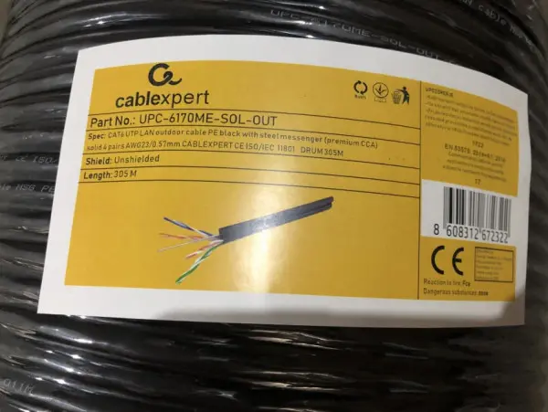UPC-6170ME-SOL-OUT Gembird, UTP cat.6 Outdoor+SAJLA, solid 23AWG, PREMIUM CCA kotur pun presek 305m