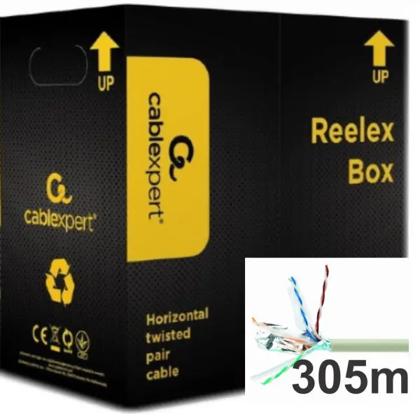 FPC-6260E-SOL Gembird, FTP cat.6 Indoor, solid 23AWG, 0.57mm PREMIUM CCA kotur pun presek 305m