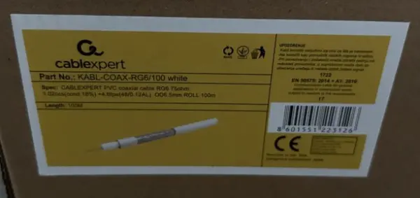 KABL-COAX-RG6/100 white (X553) koaksialni kabl RG6 bez konektora, conductivity 18%,6.5mm,100m