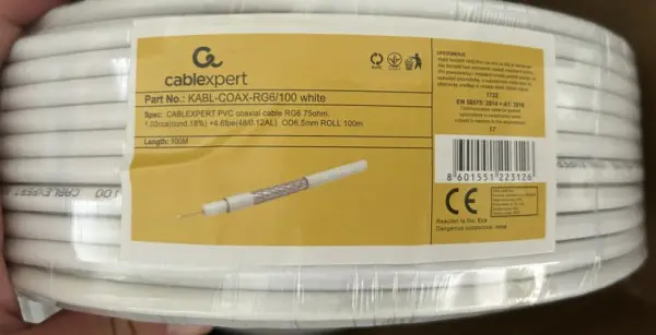 KABL-COAX-RG6/100 white (X553) koaksialni kabl RG6 bez konektora, conductivity 18%,6.5mm,100m