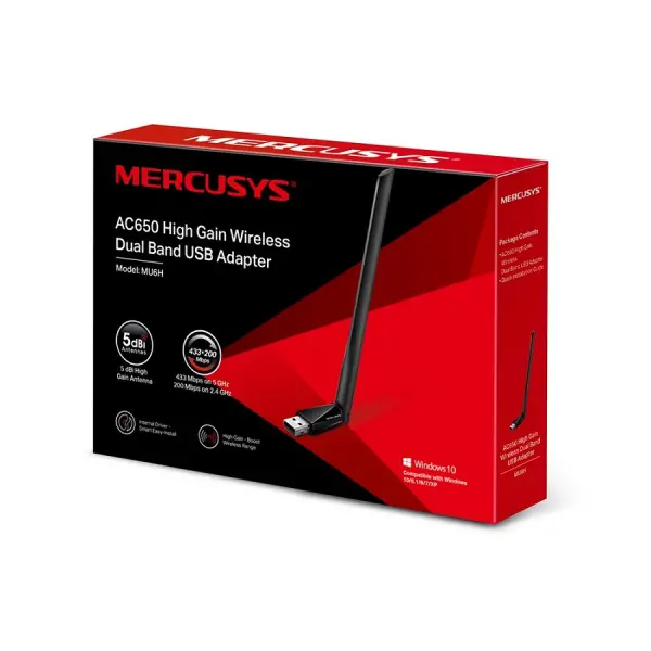 Mercusys MU6H, Wireless USB Adapter AC650 High Gain Dual Band