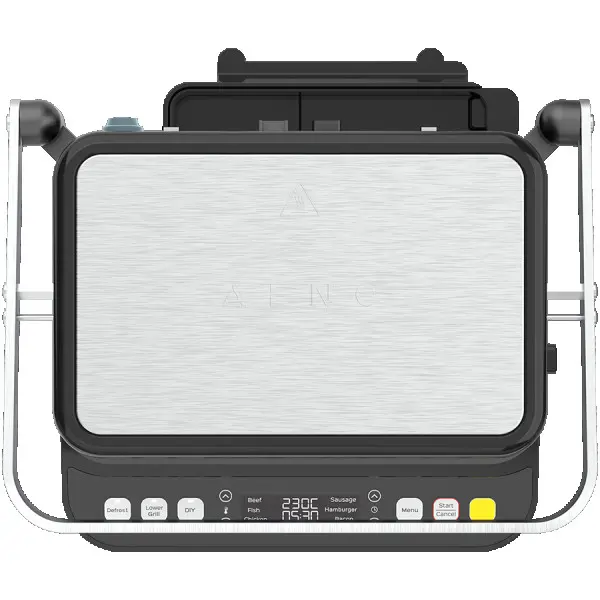 AENO Electric Grill EG5: 2000W, 2 heating modes - Lower Grill, Both Grills, 6 preset programs, Defrost, Max opening angle -180°, Temperatur
