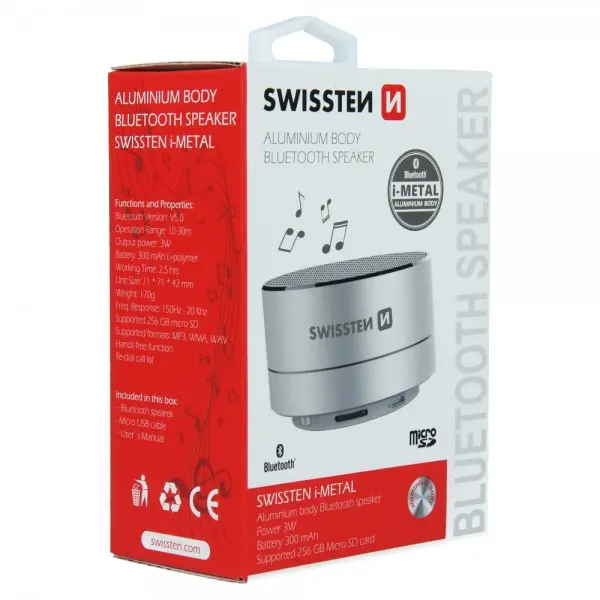 SWISSTEN Bluetooth Zvucnik I-Metal (Siva)