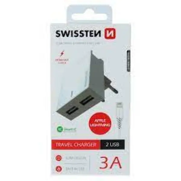 SWISSTEN Kucni Punjac 3A 2xUsb Lightning (Bela)