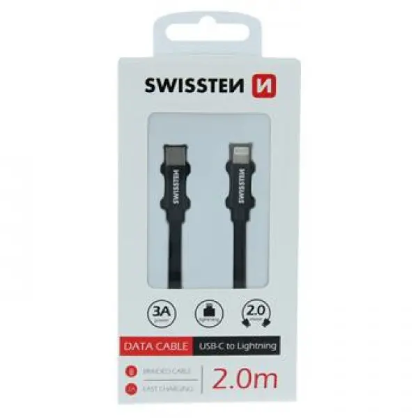 Swissten USB Data cable type C na lightning 2m crni