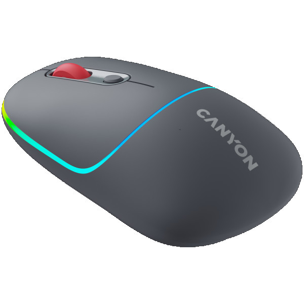 CANYON MW-22, 2 in 1 Wireless optical mouse with 6 buttons, DPI 80012001600, 2 mode(BT 2.4GHz),  650mAh Li-poly battery,RGB backlight ,Dark