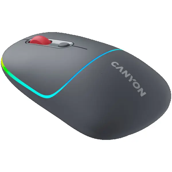 CANYON MW-22, 2 in 1 Wireless optical mouse with 6 buttons, DPI 80012001600, 2 mode(BT 2.4GHz),  650mAh Li-poly battery,RGB backlight ,Dark