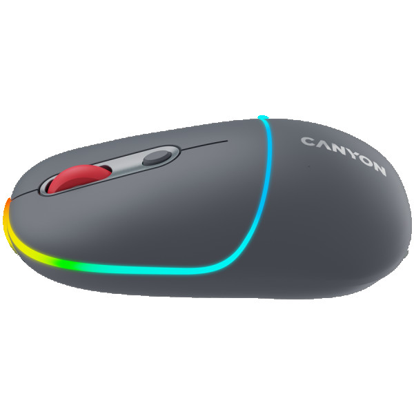 CANYON MW-22, 2 in 1 Wireless optical mouse with 6 buttons, DPI 80012001600, 2 mode(BT 2.4GHz),  650mAh Li-poly battery,RGB backlight ,Dark