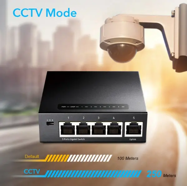 Cudy GS105 metalni 5-Port Gbit Desktop Switch, 5x RJ45 10/100/1000 (Alt. G1005) ver 2.0