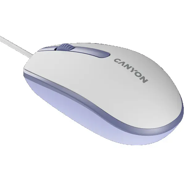 Canyon Wired  optical mouse with 3 buttons, DPI 1000, with 1.5M USB cable,White lavender, 65*115*40mm, 0.1kg ( CNE-CMS10WL ) 