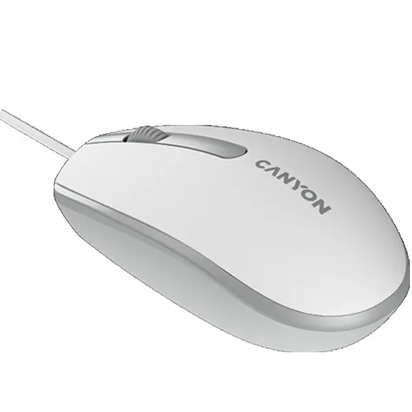 Canyon Wired  optical mouse with 3 buttons, DPI 1000, with 1.5M USB cable,White grey, 65*115*40mm, 0.1kg ( CNE-CMS10WG ) 