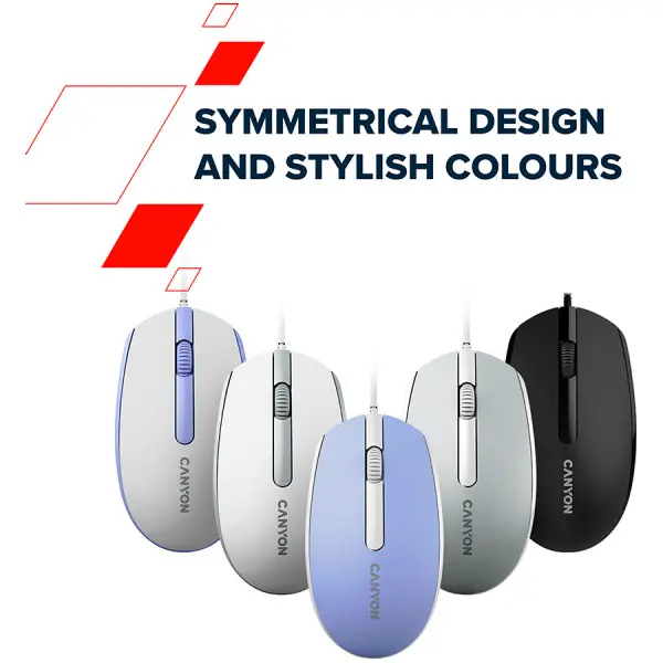 Canyon Wired  optical mouse with 3 buttons, DPI 1000, with 1.5M USB cable,Dark grey, 65*115*40mm, 0.1kg ( CNE-CMS10DG ) 