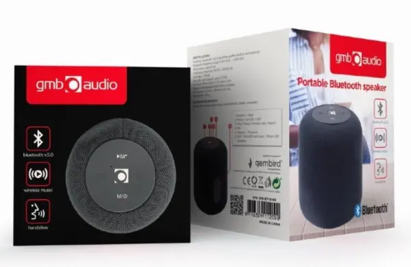 SPK-BT-15-BK Gembird Portable Bluetooth speaker +handsfree 5W, USB, SD, AUX, black FO