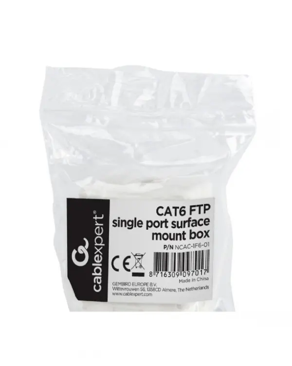 NCAC-1F6-01 Gembird CAT6 FTP kutija za povrsinsku montazu sa jednim portom RJ-45 8P8C
