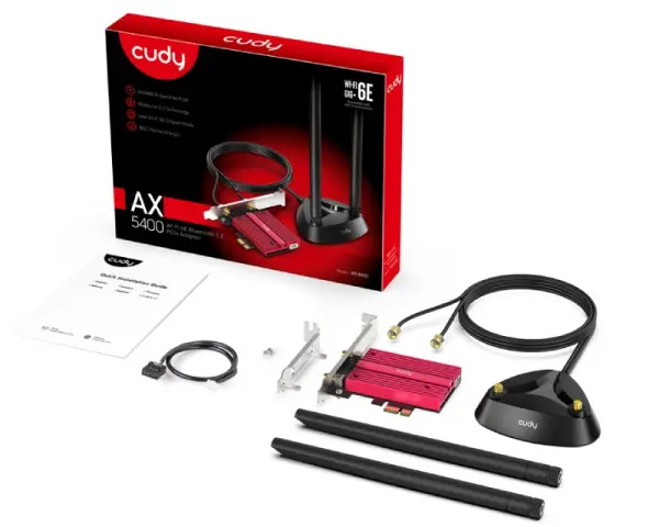CUDY WE4000 AX5400 Wi-Fi 66E Bluetooth 5.2 PCIe Adapter mrežna karta