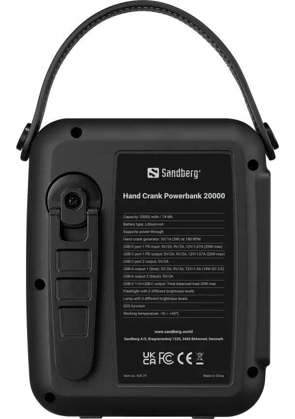 Lampa i powerbank Sandberg Hand Crank 420-79 20000mAh