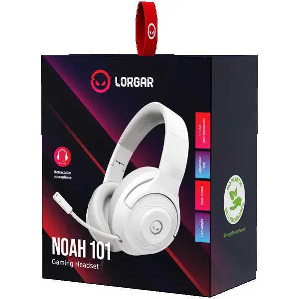 LORGAR Noah 101, Gaming headset with microphone, 3.5mm jack connection, cable length 2m, foldable design, PU leather ear pads, size: 185*19