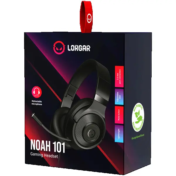 LORGAR Noah 101, Gaming headset with microphone, 3.5mm jack connection, cable length 2m, foldable design, PU leather ear pads, size: 185*19 (2)