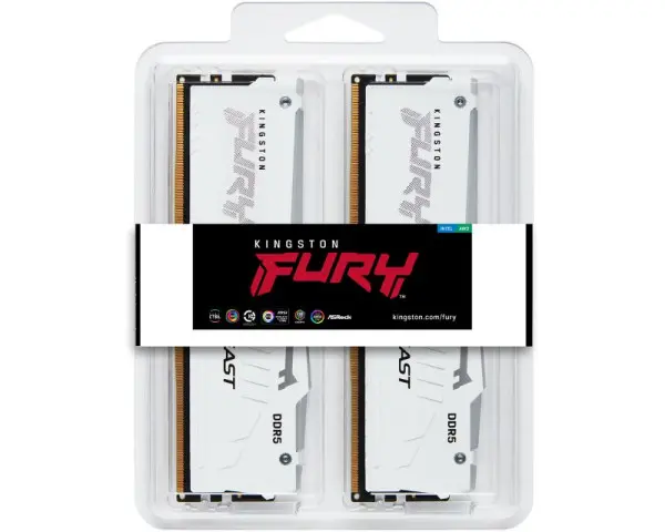 KINGSTON DIMM DDR5 64GB (2x32GB kit) 5200MTs KF552C40BWAK2-64 Fury Beast RGB White XMP 