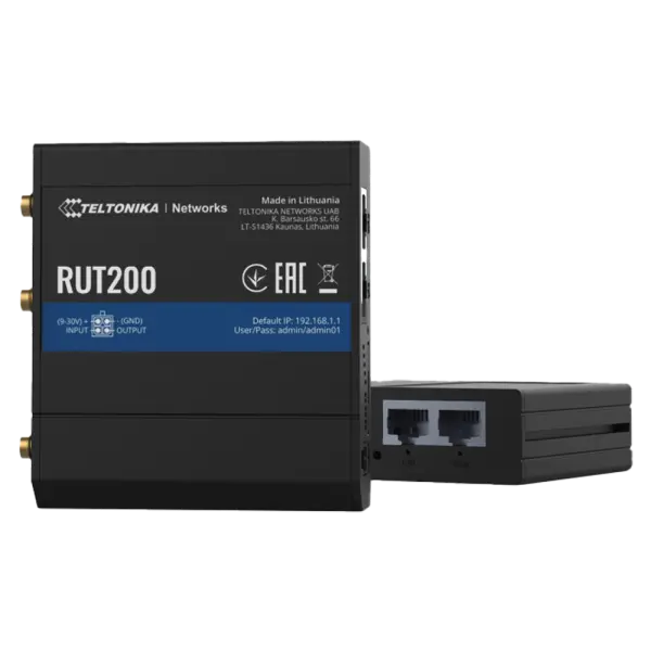 Teltonika RUT200 Industrial LTE WiFi Router, 4G, 1xWAN, 1xLAN, 1xSIM