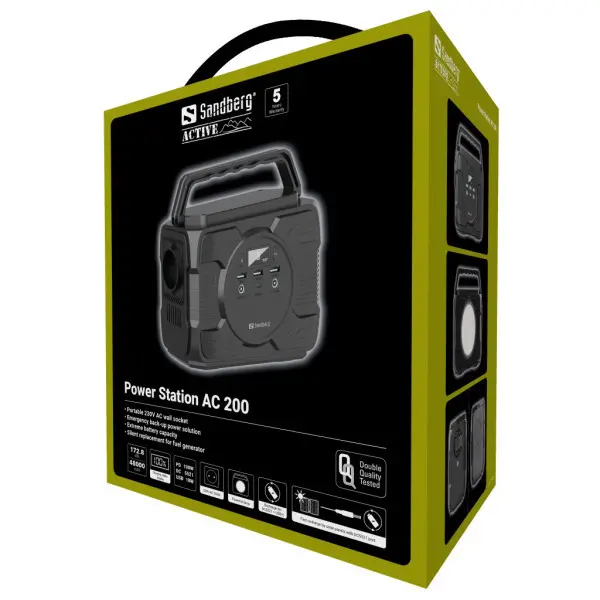 Power Station Sandberg AC200 PD100W 48000mAh 420-83 šuko 200Wlamp
