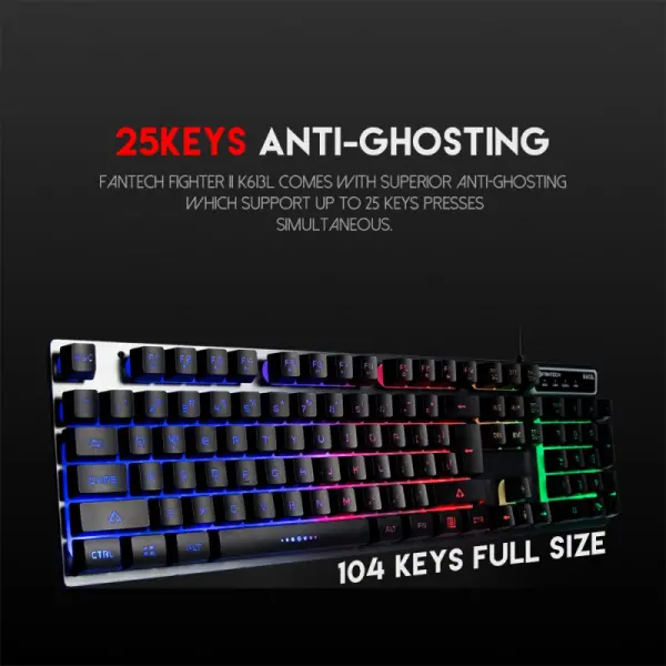 Tastatura Gaming Fantech K613L Fighter II crna