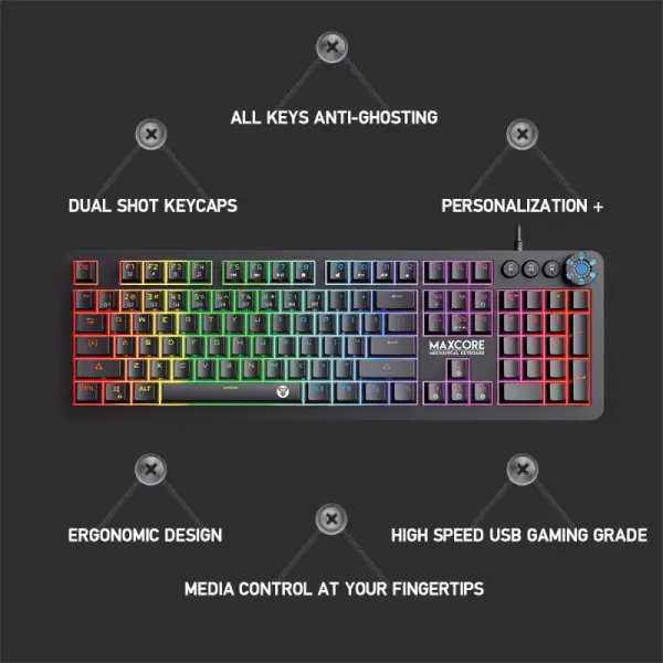 Tastatura Mehanicka Gaming Fantech MK852 RGB Max Core crna (Brown switch)